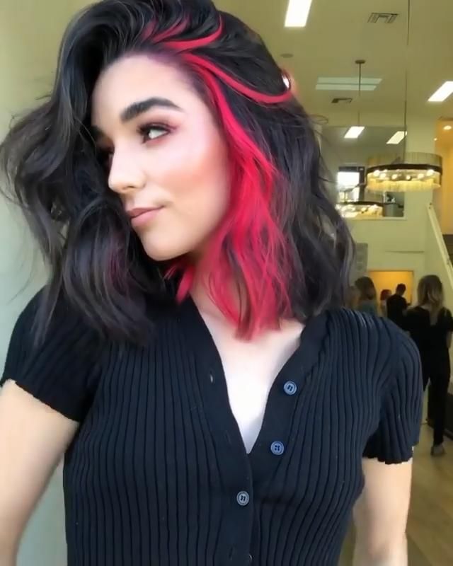 black hair with red underneath